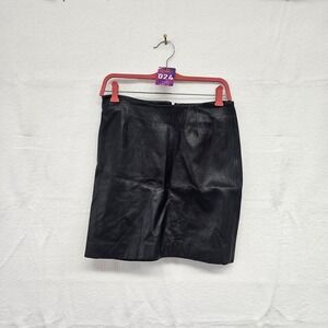 Marcia Collection Black Italian Lamb Leather Mini Skirt Size 4 Pencil High Waist